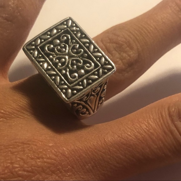 VTG Huge Sterling Silver Floral Filigree Style Heavy Ring Sz 7.25 / 17.5g - Picture 5 of 11